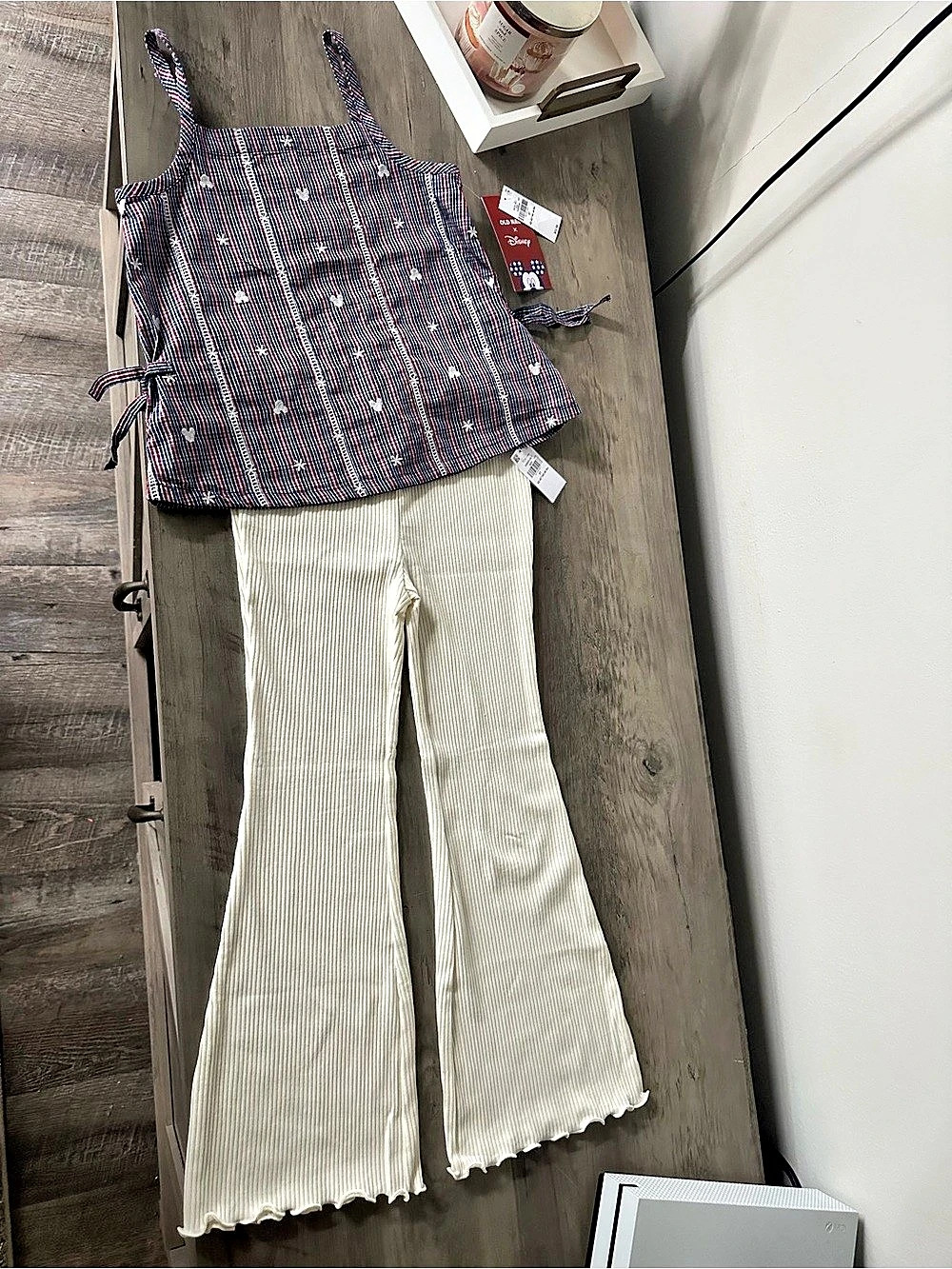 Old Navy x Disney matching set Plaid Top & Flare Pants Girls 5T
